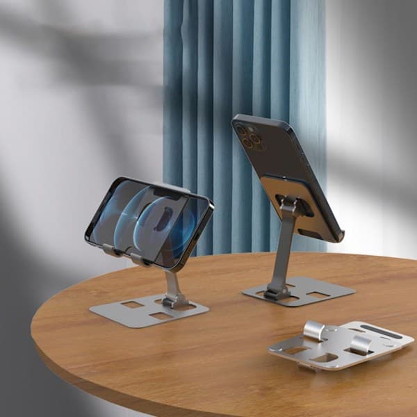 Smartphone Dock Mount Foldable Desk Mobile Phone Support Holder Angle Height Adjustable Phone/Tablet Stand Grey 0.1