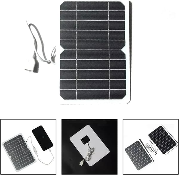 USB-oplader til camping og vandreture, powerbank til telefoner 5W monokrystallinsk solpanel til bærbare tablets