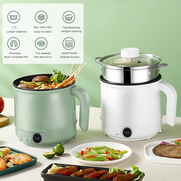 Multifunktionell elektrisk ångkokare, perfekt för nudlar, pasta, ägg och soppa (vit) Vit White