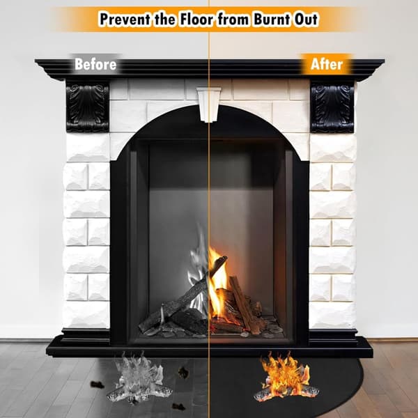 Semi-circular fireplace mat, fire-resistant floor protection, XL: 152x81cm