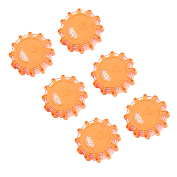 6PCS 12V LED Warning Light Waterproof Dustproof High Brightness Home Car Field Emergency Lighting Orange with Dots
