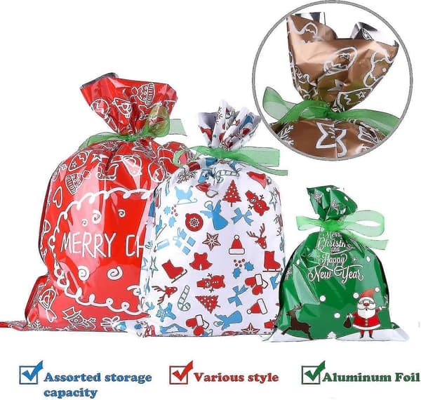 Julklappspåsar, presentförpackning, olika presentstilar, julförpackning, presentpåsar med band