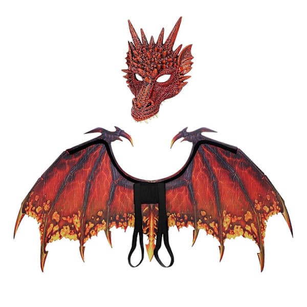 Drakvinge Kostym, Sött Dinosauriesvans Mask Set Vuxna Cosplay Kostym för Röd