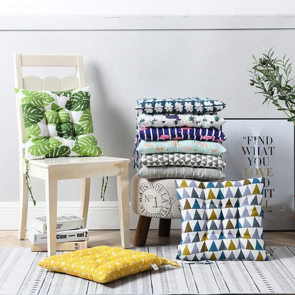 40x40cm Round Pink Striped Printed Chair Cushion Soft Class Offic