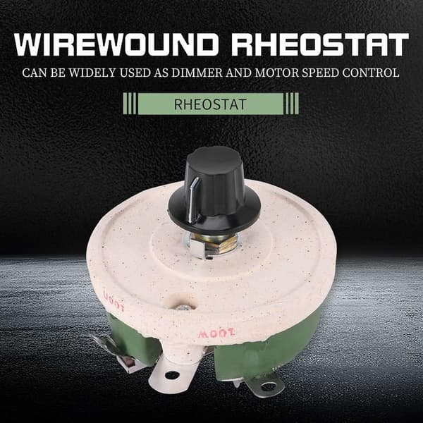 100W 100 Ohm Rheostat Rotary Wire Wound Resistor Ceramic Winding