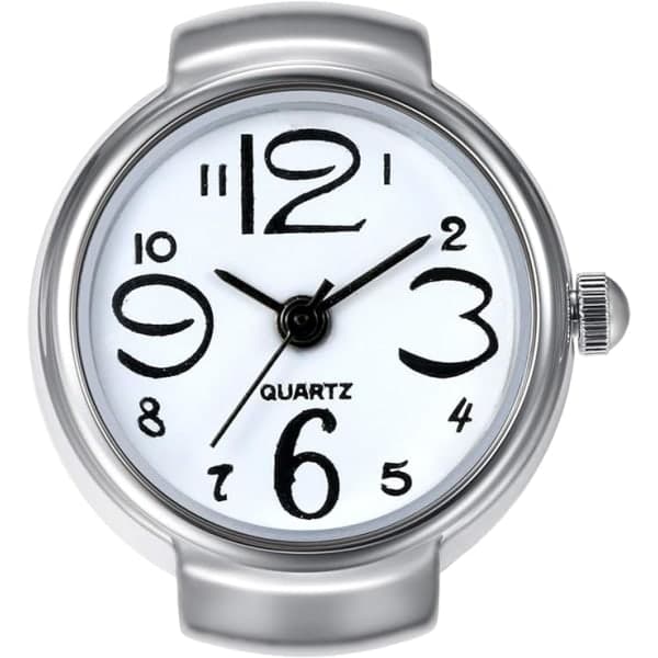 Fingerur Kreativ Elastisk Rund Kvarts Fingerring Ure, til Valentinsdag unisex hvid white