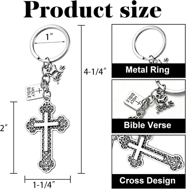 30-pack kristna korsnyckelringar i bulk, religiösa nyckelringar för kyrkan