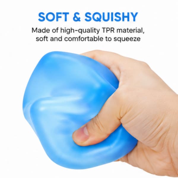 Squishy Ice Cube Fidget Legetøj Stressaflastende Sensorisk Klemmelegetøj | Klar Blød TPR Silikone til Børn og Voksne (1 stk Blå) 1 stk Blå 1 Pcs Blue