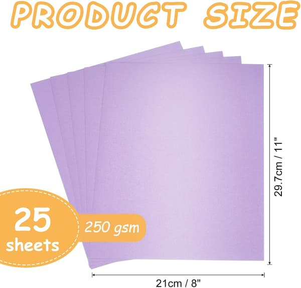 25 stk. skinnende kartonpapir 8x11\" lyse lilla ark size_name 90mm x 90mm