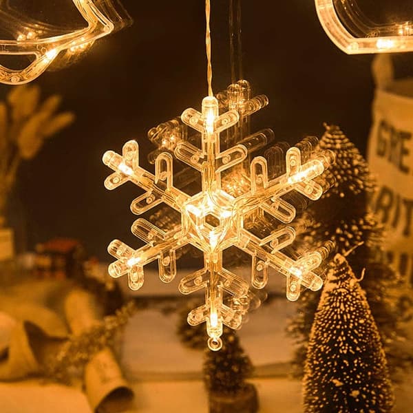 4 stk LED-vinduslamper med sugekopp til juledekorasjon