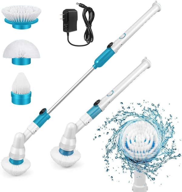 Electric Rotary Cleaning Brush, Cordless Cleaning Brush with 3 Replaceable Brush Heads