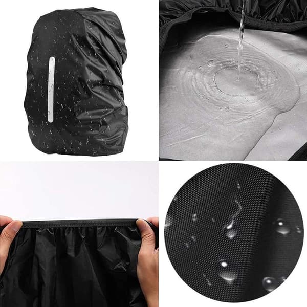 Vandtæt rygsæk regnslag, reflekterende, sort, M (30-40 liter), til skoletaske