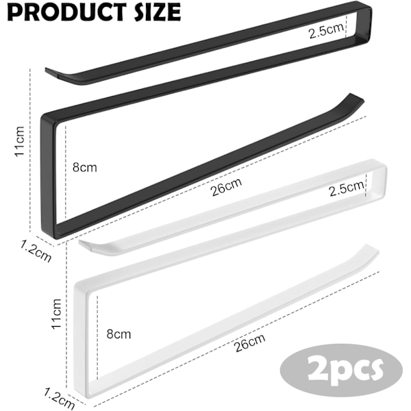 2 Pcs Kitchen Roll Holder Under Cabinet Self-Adhesive Wall Mounted for Kitchen