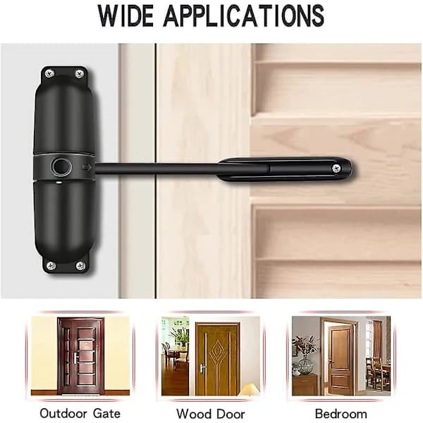 (pow yeah!) Safety Spring Door Closer, Adjustable Closing Door Hinge, Automatic Stop Fire Rated, Hinge Doors to Self-Closing