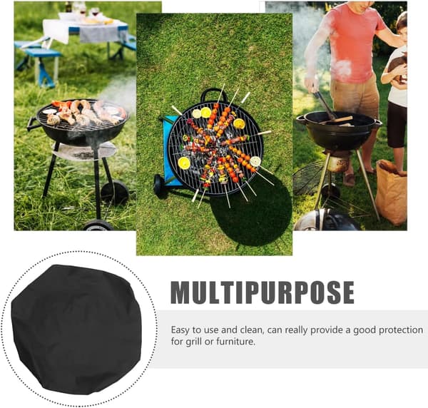 Round Fire Pit Cover 44 Inch Grill Cover with Drawstring, Full Coverage Patio Grill Accessory