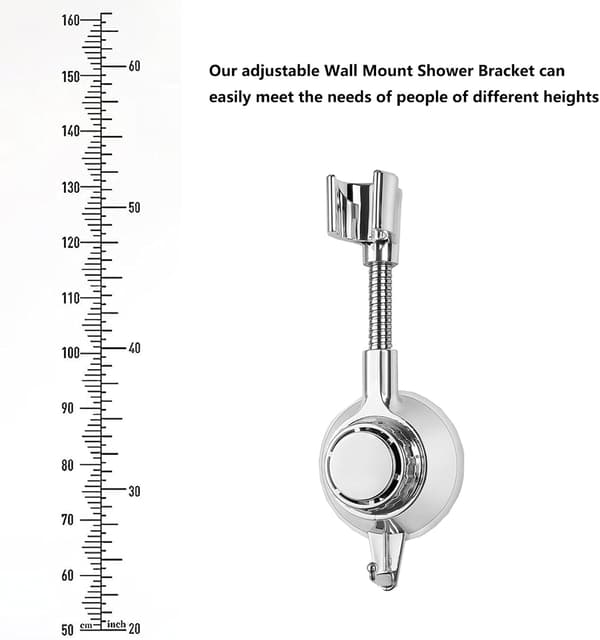 360° Flexible Adjustable Shower Head Holder with Hook, Self-Adhesive