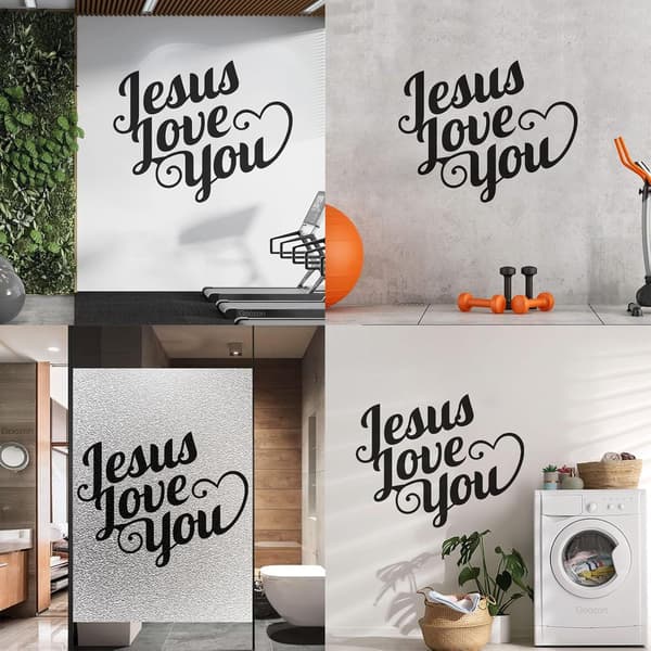 Jesus Älskar Dig Typografia Seinätarra Tarra 40x50.3cm Siirtofilmisarjalla Musta
