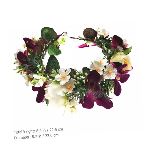 Blomsterkrans Pannebånd og Blomsterhårkrone Brudehodeplagg med Lilla Hvite Simulerte Orkidéblomster for Brudepiker Bryllup