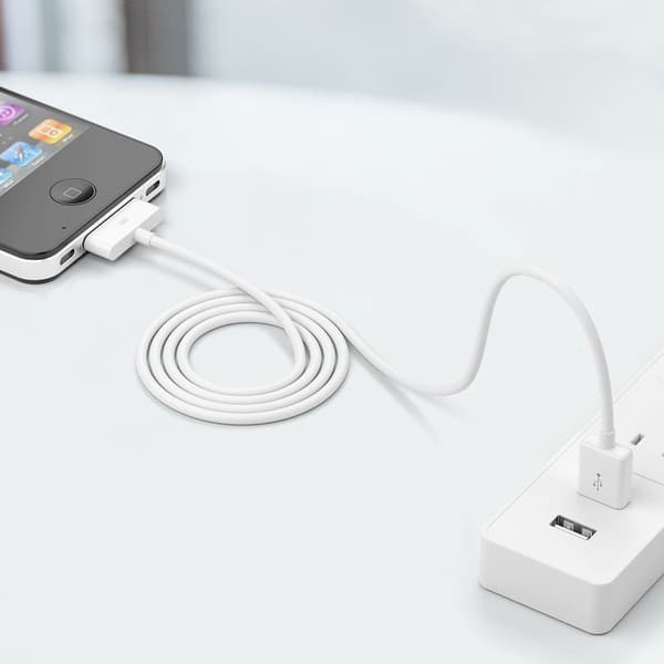2-pakning 30-pinners USB-ladekabel for eldre iPhones og iPads - Hvit