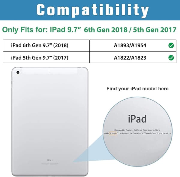 Smart Case for iPad 9.7 inch iPad 6th/5th Generation 2018 2017 (Model: A1893 A1954 A1822 A1823), Ultra-thin Lightweight