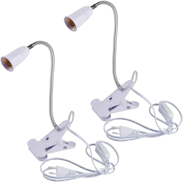 E27 Clamp Lamp 2 pcs 45W Desk Lamp with Switch Flexible E27 Clamp Lamp, Adjustable 360° Gooseneck