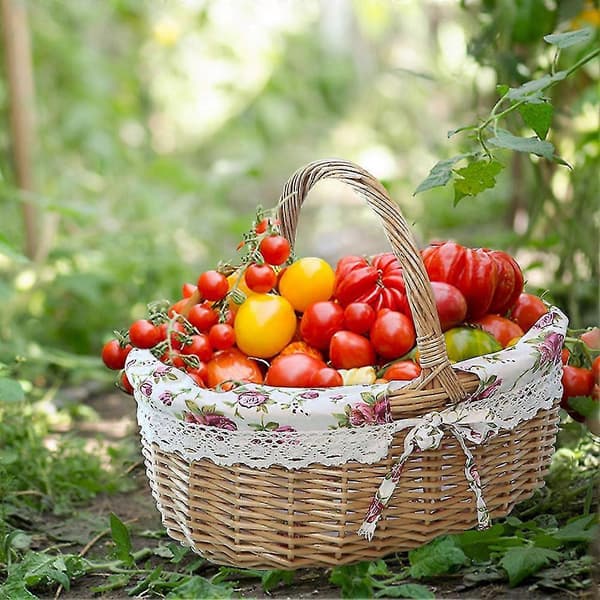 Woven Rattan Picnic Basket with Handle - Easter Egg Basket, Toy Storage Basket, Gift Basket[JUN]