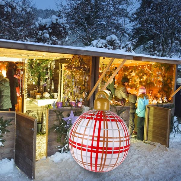 PVC oppblåsbar julekule, gigantisk dekorert julekule i PVC