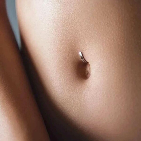 Falsk Navlepiercing Navlering Uden Hul Sort
