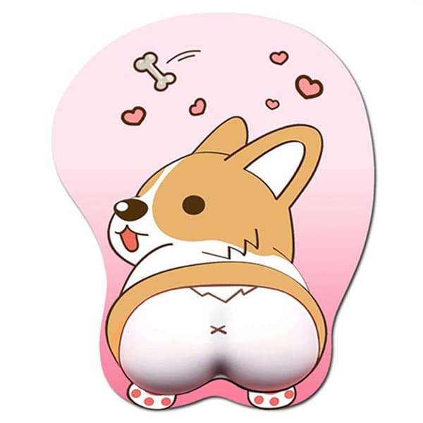 En bit (rosa corgi handledsstöd, ca 260*220*30mm) 3D Musmatta