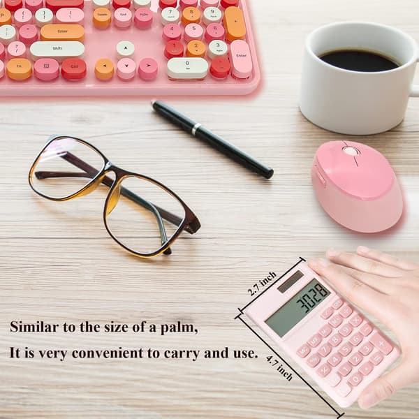 Basic Calculator, Cute Pocket Size Mini Calculator for School, Office, Home (Pink)