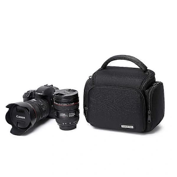 (pow yeah!) Camera Shoulder Bag, Waterproof Camera Case with Adjustable Shoulder Strap, Portable Camera Bag, Compatible for Nikon, Canon, Sony, etc (Black)