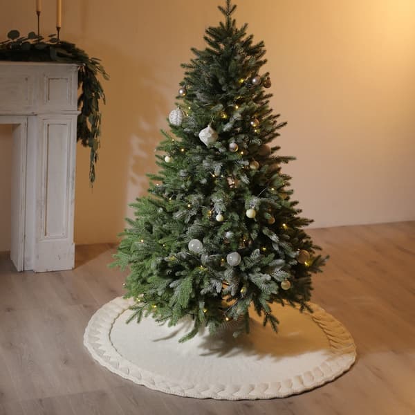 Stor vævet juletræstæppe 122 cm og tyk juletræssne