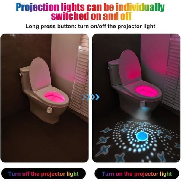 LED-wc-valo, 16 väriä, wc-istuinvalo liiketunnistimella