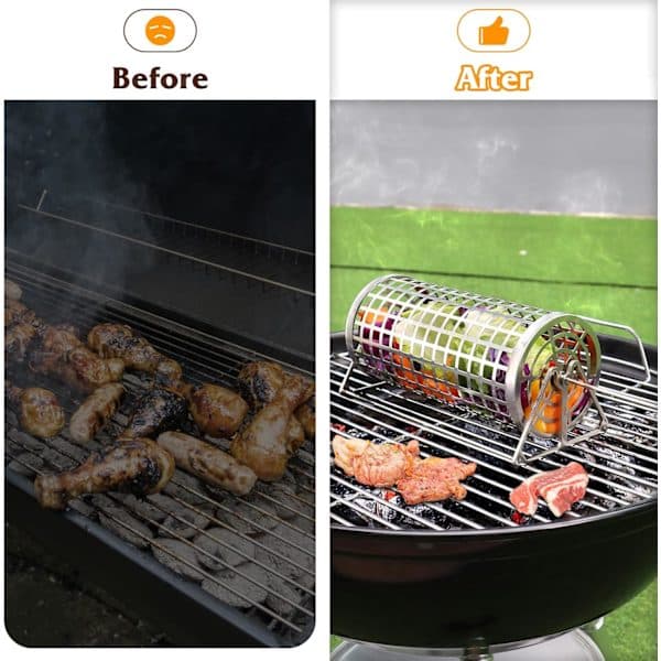Rolling Outdoor Grill Rolling Grill Basket for Vegetables, Fruit, Multifunctional Round Grill Accessories (2 pcs)