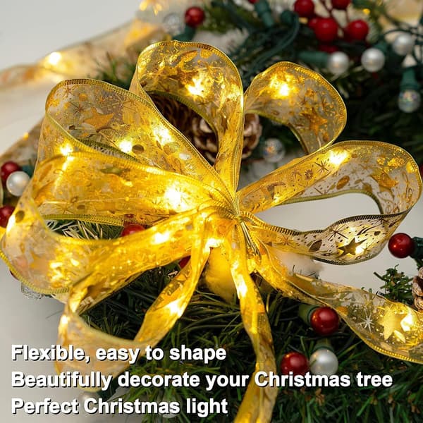 Julebånd med lys, 3m 30LEDs Julebelysning Batteridrevet