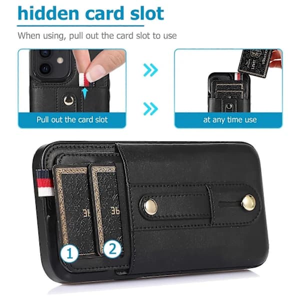För iPhone 12 mini Armband Ställ Plånbok Läder Telefonfodral