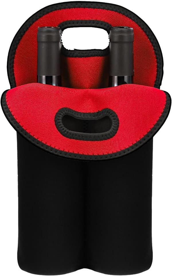 2 pullon neopreeninen viinipussi matkajuhliin jouluun (punainen+musta) punainen+musta Red+Black