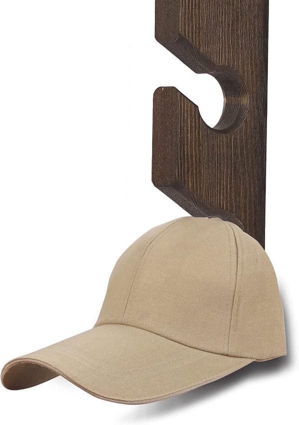 Hat rack, wall-mounted hat holder, cap rack, cap storage, wooden coat rack, brown, 1 piece