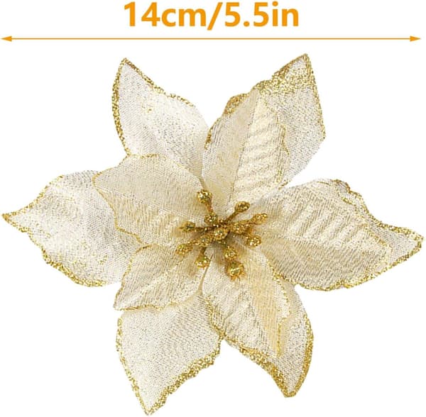12 stk. glitter kunstige juleblomster kunstige juleblomster