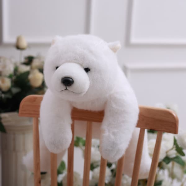 Kosedyr isbjørn hvit bamse gave til jenter gutter bursdagsgaver (28cm)