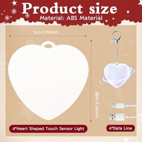 Genopladelig hjerteformet taskelampe med smart sensor: Touch-LED minilampe til håndtaske, nøglering & pung, 2-pak. 2-Pack