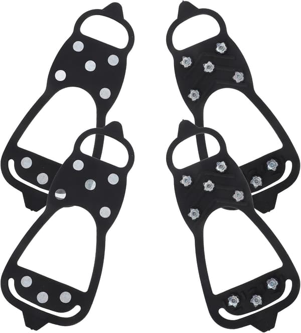 Antiskli-brodder med 8 pigger, 2 par svart plast