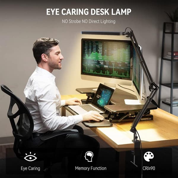 LED Skrivebordslampe - 80cm LED Skrivebordslampe - Touchkontrol - 3 Tilstande x 11 Lysstyrker