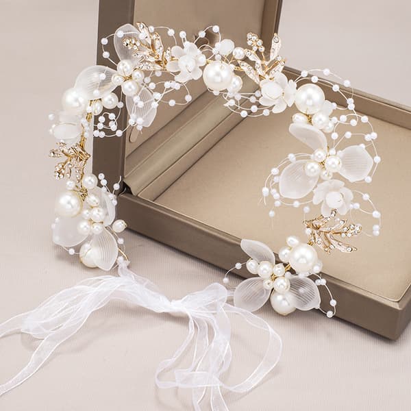 1 stk blomsterdiadem hodebånd blomsterkrone hår barn brud fl