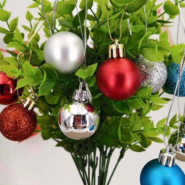 (Red) 24 pcs 3 cm Christmas tree balls, party decorations, shatterproof B
