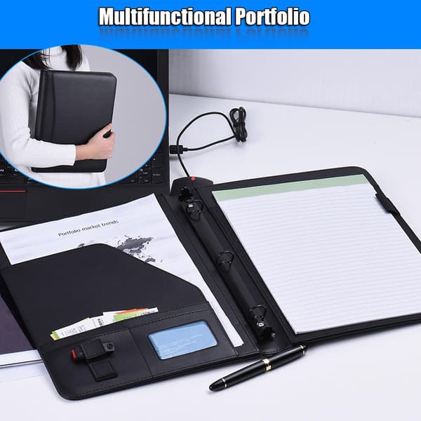 Professionel Forretningsportefølje Padfolio Mappe Dokumentmappe Organizer A4 PU Læder med Virksomhed