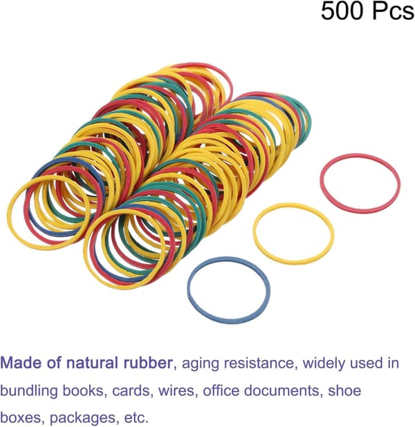 500-pack gummiband töjbara elastiska flerfärgade 35 mm x 1,4 mm hårband för hem och kontor White