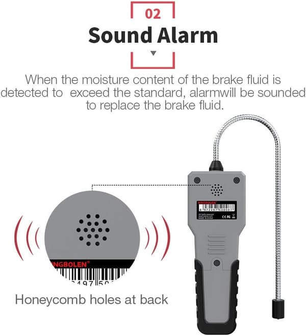 Brake Fluid Tester Highly Accurate Automatic Brake Fluid Detector Hydraulic Fluid Moisture Meter Oil Fluid with LCD Screen Audible Alarm