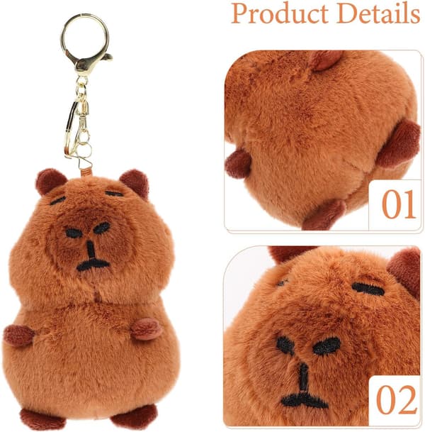 Plysj Capybara Nøglering Charme, Udstoppede Fluffy Capybara Vedhæng