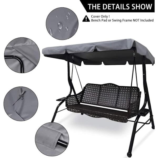 Replacement Canopy for 3-Seater Garden Swing, Waterproof UV Protection Replacement Cover for Swing